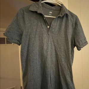 H&M Grey striped polo slim fit size medium